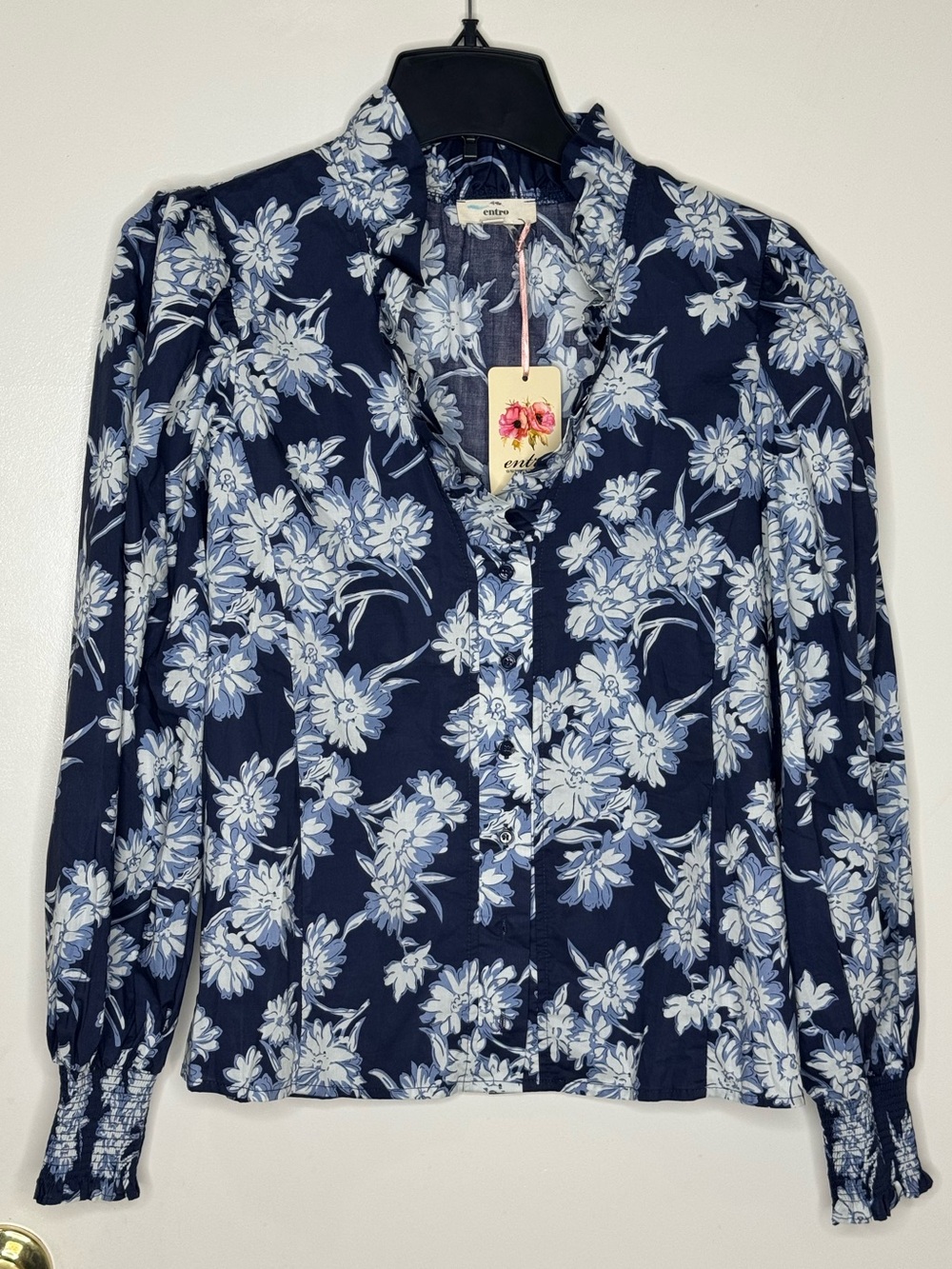 Entro Floral Ruffle Neck Blouse - Picture 3 of 8
